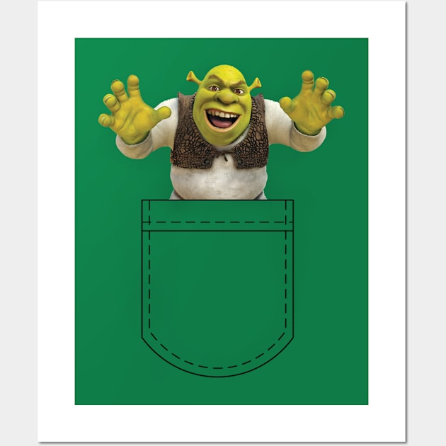 Raised Hands Pocket Shrek Wall Art by VernenInk